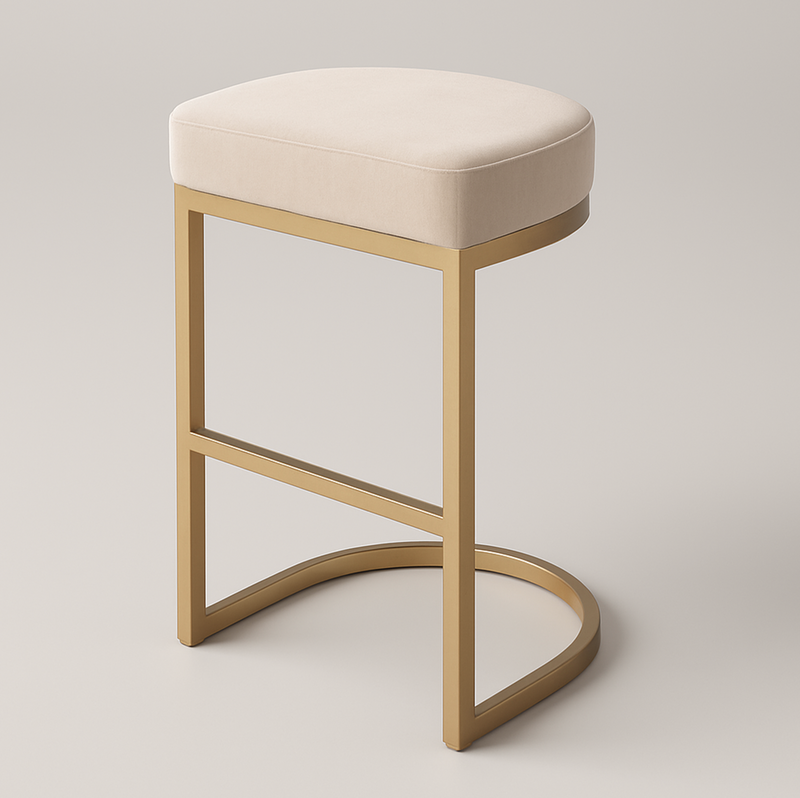 Interior Ave - Royale Light Taupe Velvet Kitchen Bar Stool