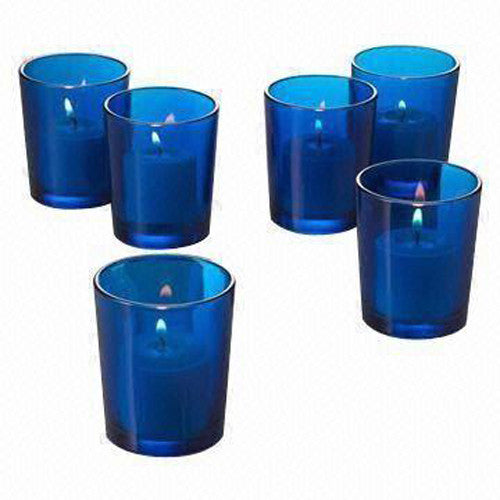10 Pack Blue Glass Votive Tealight Candle Holders House Party Cenrepiece Xmas Wedding Decor Glass Candlestick Party Decorations Bridal Baby Shower Event