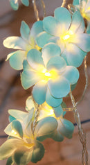 1 Set of 20 LED Tropical Blue Frangipani Flower Battery 3m String Lights Christmas Gift Home Wedding Beach Party Decoration Outdoor Table Centrepiece