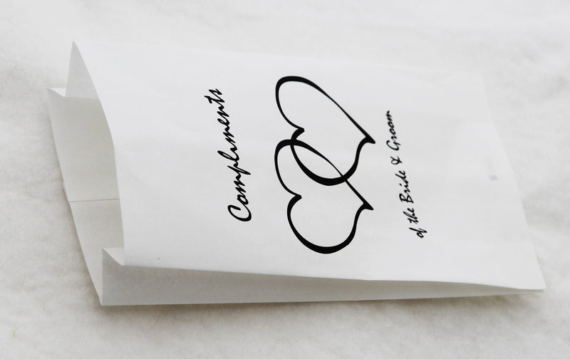 100 Pack Wedding Cake Bags Greaseproof Wax Paper Slice Take Home Favour Heart n Message