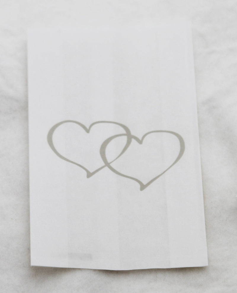 100 Pack Wedding Cake Bags Greaseproof Wax Paper Slice Take Home Favour Large Silver Heart