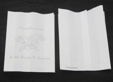 150 Pack Wedding Cake Bags Greaseproof Wax Paper Slice Take Home Favour Silver Doves