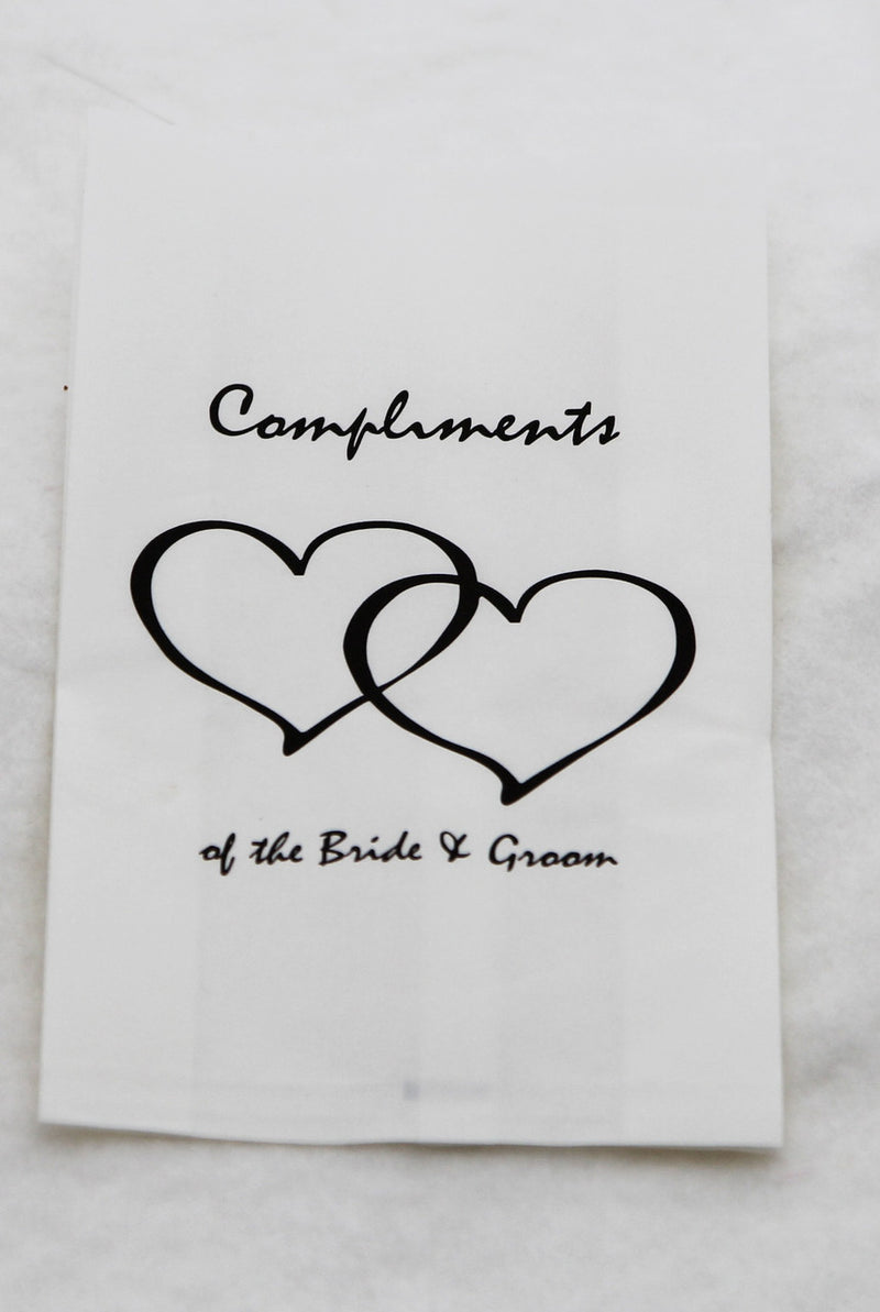 200 Pack Wedding Cake Bags Greaseproof Wax Paper Slice Take Home Favour Heart n Message