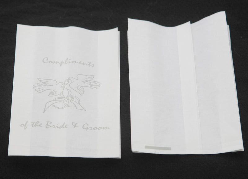 200 Pack Wedding Cake Bags Greaseproof Wax Paper Slice Take Home Favour Silver Doves