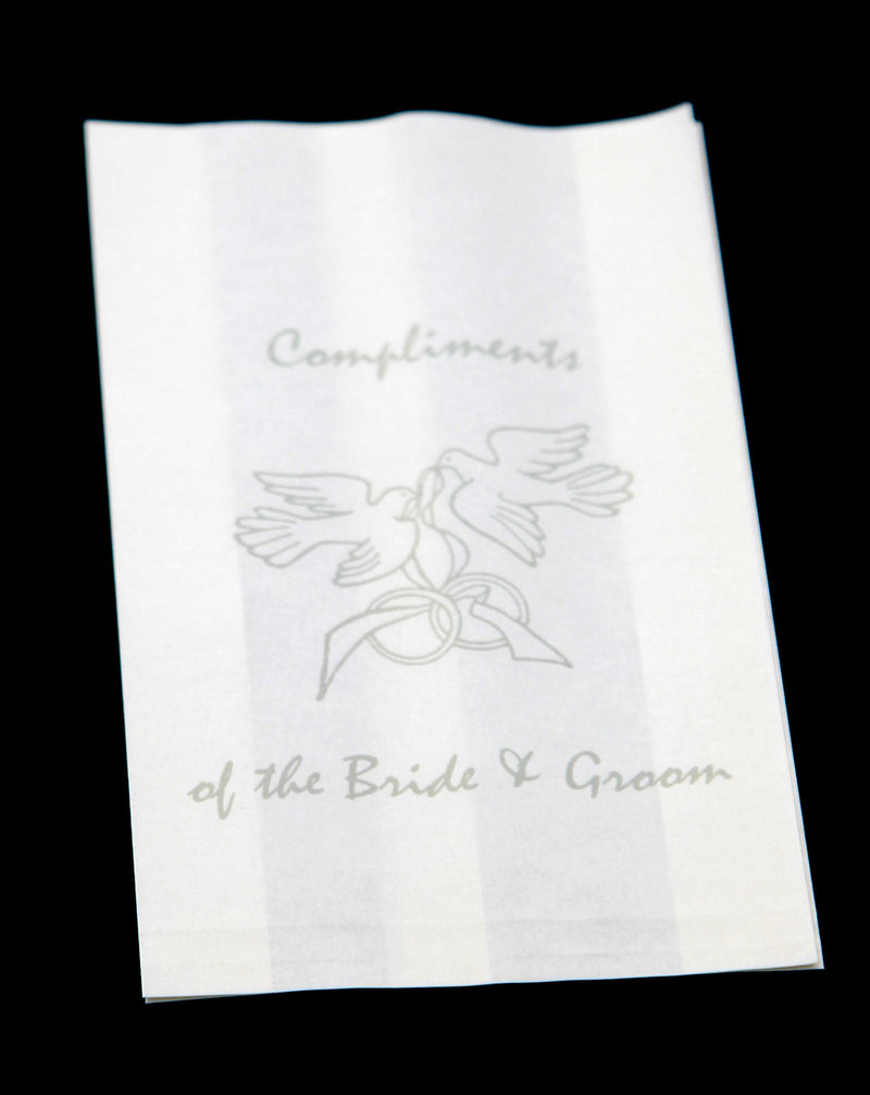 200 Pack Wedding Cake Bags Greaseproof Wax Paper Slice Take Home Favour Silver Doves