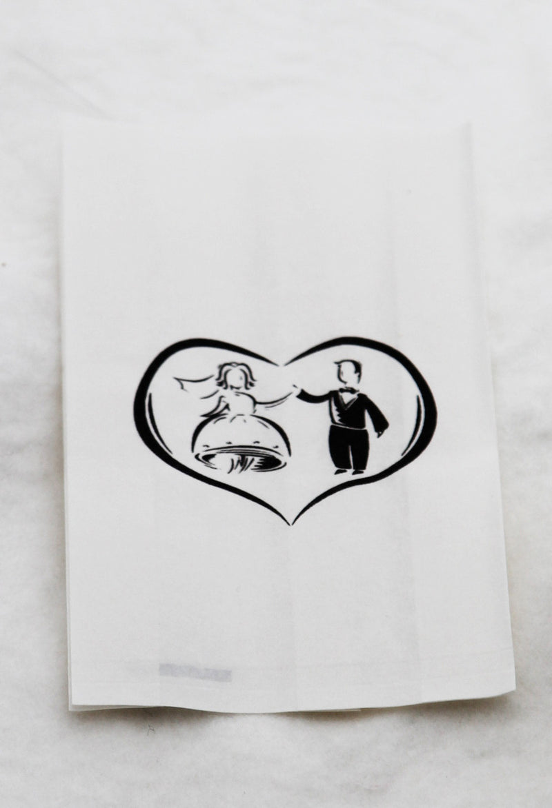 200 Pack Wedding Cake Bags Greaseproof Wax Paper Slice Take Home Favour Bride Groom in Heart