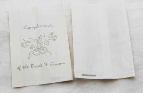 50 Pack Wedding Cake Bags Greaseproof Wax Paper Slice Take Home Favour Silver Doves