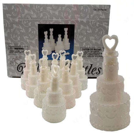 20 Pack Wedding Cake Blow Bubble Bottles White Plastic 6cm High Bomboniere Favour Guest Gift