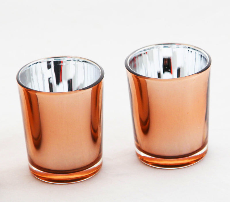 10 Pack Copper Votive Tealight Candle Holders Valentines Day Mercury  Wedding Decor Glass Candlestick Party Decorations Bridal Baby Shower Event