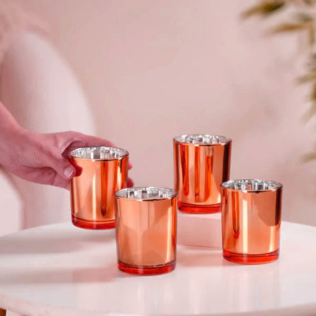 40 Pack Copper Votive Tealight Candle Holders Valentines Day Mercury  Wedding Decor Glass Candlestick Party Decorations Bridal Baby Shower Event