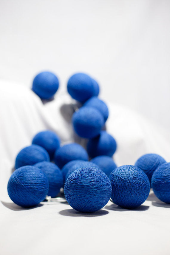 50 Ball Dark Blue LONG 5m String Light Battery Box 5cm Cotton Ball  Christmas Birthday Boy Special Occasion Decoration