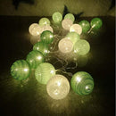 20 Ball Green 3m String Light Battery Box 5cm Cotton Ball  Christmas Birthday Garden Special Occasion Decoration
