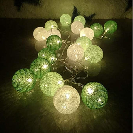 50 Ball Green Mix LONG 5m String Light Battery Box 5cm Cotton Ball  Christmas Birthday Garden Special Occasion Decoration
