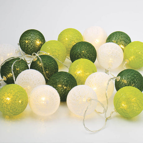 50 Ball Green Mix LONG 5m String Light Battery Box 5cm Cotton Ball  Christmas Birthday Garden Special Occasion Decoration
