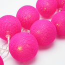 50 Ball HOT Pink LONG 5m String Light Battery Box 5cm Cotton Ball  Christmas Birthday Bbay Girl Special Occasion Decoration