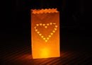 20 Pack White Heart Luminary Paper Candle Tea Light Lantern Bags Garden Wedding Anniversary Birthday Night Decorations Evening Party