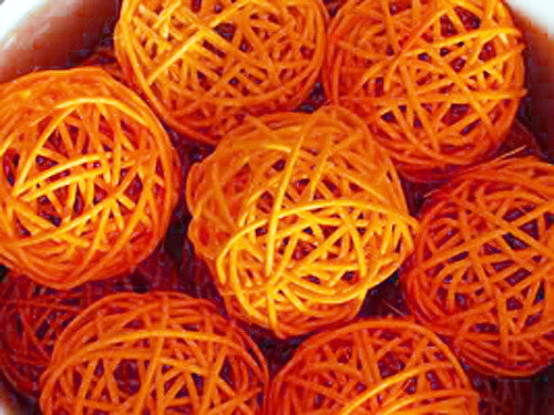 1 Set of Orange 5cm Rattan Cane 20 Ball Battery Powered 3m String Lights Christmas Gift Home Wedding Party Bedroom Decoration Table Centrepiece
