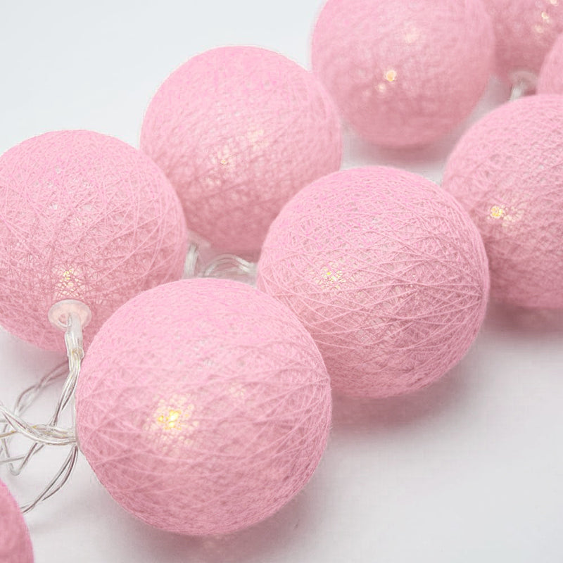 20 Ball Pastel Pink 3m String Light Battery Box 5cm Cotton Ball  Christmas Birthday Bbay Girl Special Occasion Decoration