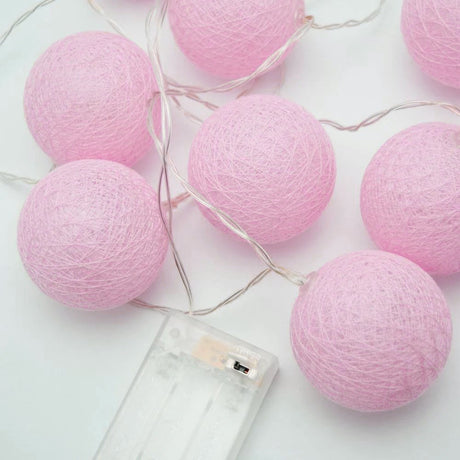 50 Ball Pastel Pink LONG 5m String Light Battery Box 5cm Cotton Ball  Christmas Birthday Bbay Girl Special Occasion Decoration