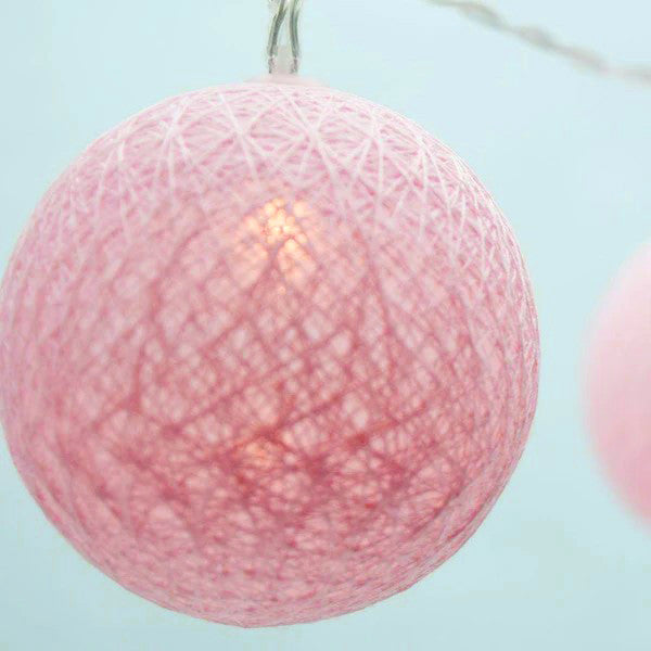 50 Ball Pastel Pink LONG 5m String Light Battery Box 5cm Cotton Ball  Christmas Birthday Bbay Girl Special Occasion Decoration
