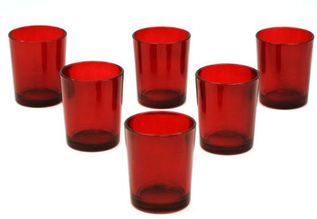 20 Pack Red Glass Votive Tealight Candle Holders House Party Cenrepiece Xmas Wedding Decor Glass Candlestick Party Decorations Bridal Valentines Event
