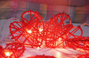 20 Red 3D Hollowed Rattan Heart-Shaped 3M String Fairy Lights, Battery (AA) Indoor & Outdoor Decorations Wedding Valentines Romantic Room Table Lighting