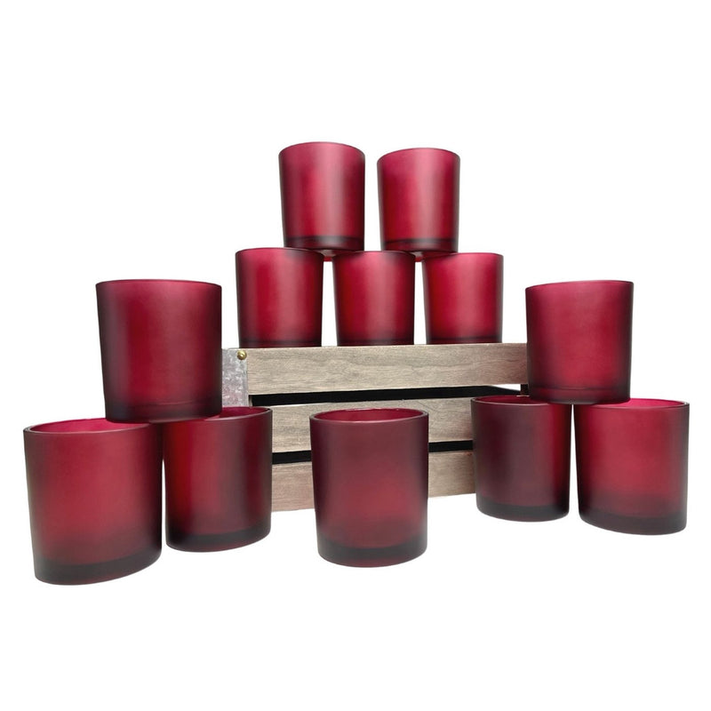 40 Pack Red Frosted Glass Votive Tealight Candle Holders Valentines Day Xmas Wedding Decor Glass Candlestick Party Decorations Bridal Baby Shower Event