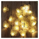 50 White 3D Hollowed Rattan Heart-Shaped 5M LONG String Fairy Lights, Battery (AA) Indoor & Outdoor Decorations Wedding Valentines Romantic Room Table Lighting