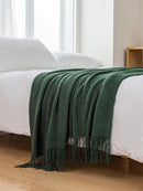 Gioia Casa Micro Plush Knitted Woven Throw Blanket - Forest