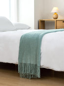 Gioia Casa Micro Plush Knitted Woven Throw Blanket - Seafoam