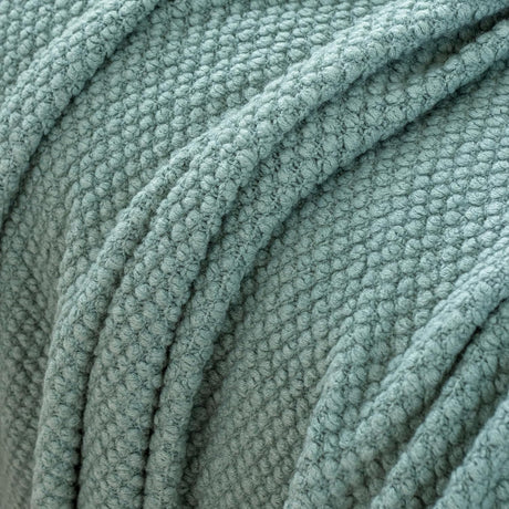 Gioia Casa Micro Plush Knitted Woven Throw Blanket - Seafoam