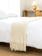 Gioia Casa Micro Plush Knitted Woven Throw Blanket - Snow