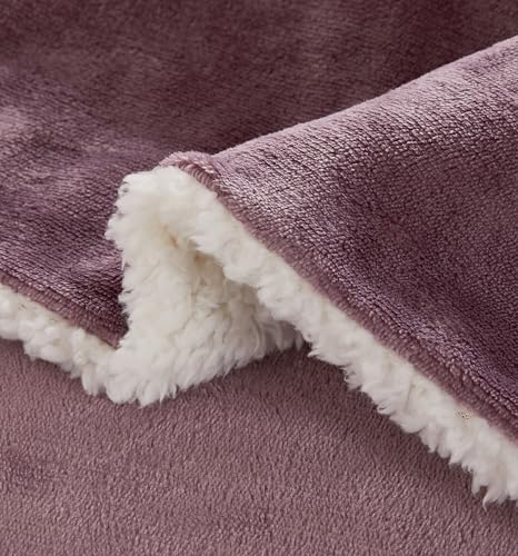 2-in-1 Teddy Sherpa Quilt Cover Set (Mauve, Single)