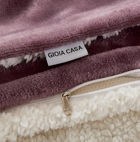 2-in-1 Teddy Sherpa Quilt Cover Set (Mauve, Single)