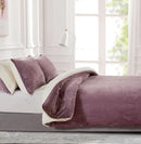 2-in-1 Teddy Sherpa Quilt Cover Set (Mauve, Single)