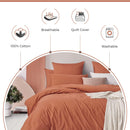 100% Cotton Vintage Washed Bed Quilt Cover Set - Brick - Single