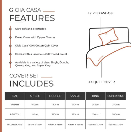 100% Cotton Vintage Washed Bed Quilt Cover Set - Brick - Single