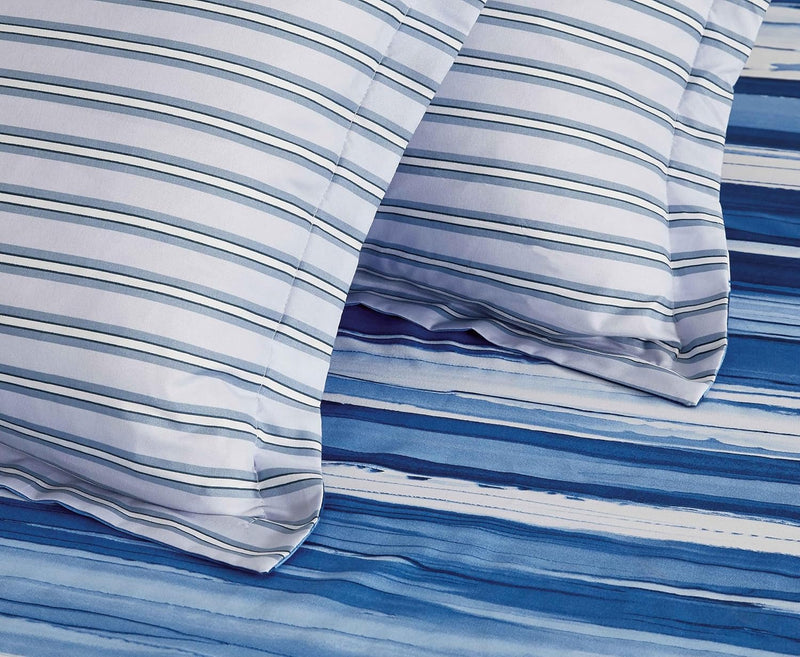 Print Microfibre Quilt Cover Set - Ultra Soft with Zipper Closure (Ethan, Queen Size)