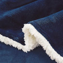 2-in-1 Teddy Sherpa Quilt Cover Set (Navy Blue, Queen)