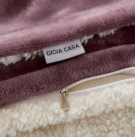 2-in-1 Teddy Sherpa Quilt Cover Set (Mauve, King)