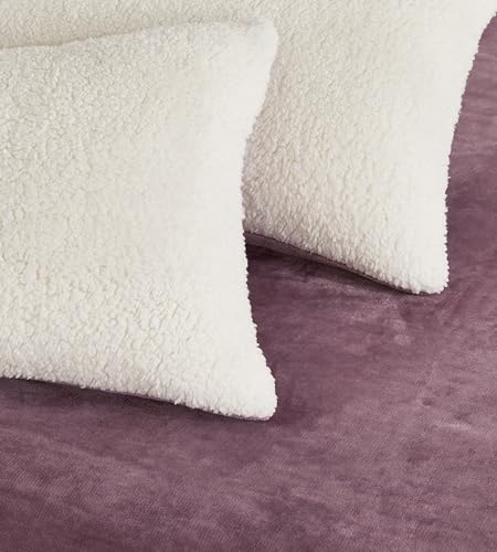 2-in-1 Teddy Sherpa Quilt Cover Set (Mauve, King)