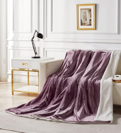 2-in-1 Teddy Sherpa Quilt Cover Set (Mauve, King)