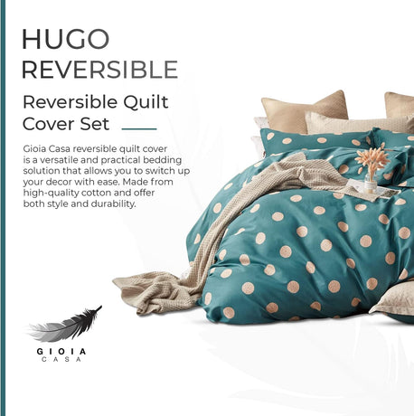 100% Cotton Hugo Reversible Printed Quilt Cover Set - Super King Size