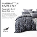 100% Cotton Manhattan Reversible Printed Quilt Cover Set - Super King Size