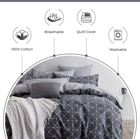 100% Cotton Manhattan Reversible Printed Quilt Cover Set - Super King Size