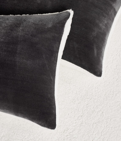 2-in-1 Teddy Sherpa Quilt Cover Set (Charcoal, Super King)