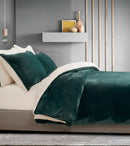 2-in-1 Teddy Sherpa Quilt Cover Set (Emerald Green, Super King)