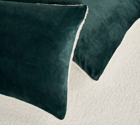 2-in-1 Teddy Sherpa Quilt Cover Set (Emerald Green, Super King)