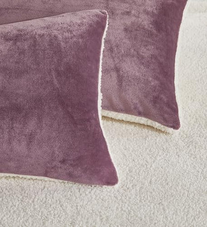2-in-1 Teddy Sherpa Quilt Cover Set (Mauve, Super King)