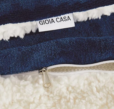 2-in-1 Teddy Sherpa Quilt Cover Set (Navy Blue, Super King)